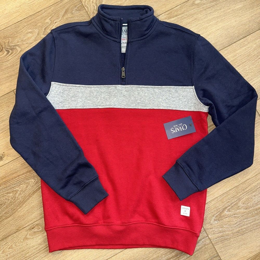 Chaps Men's 1/4 Zip Men's Everyday Long Sleeve Fleece Size Small NEW‎